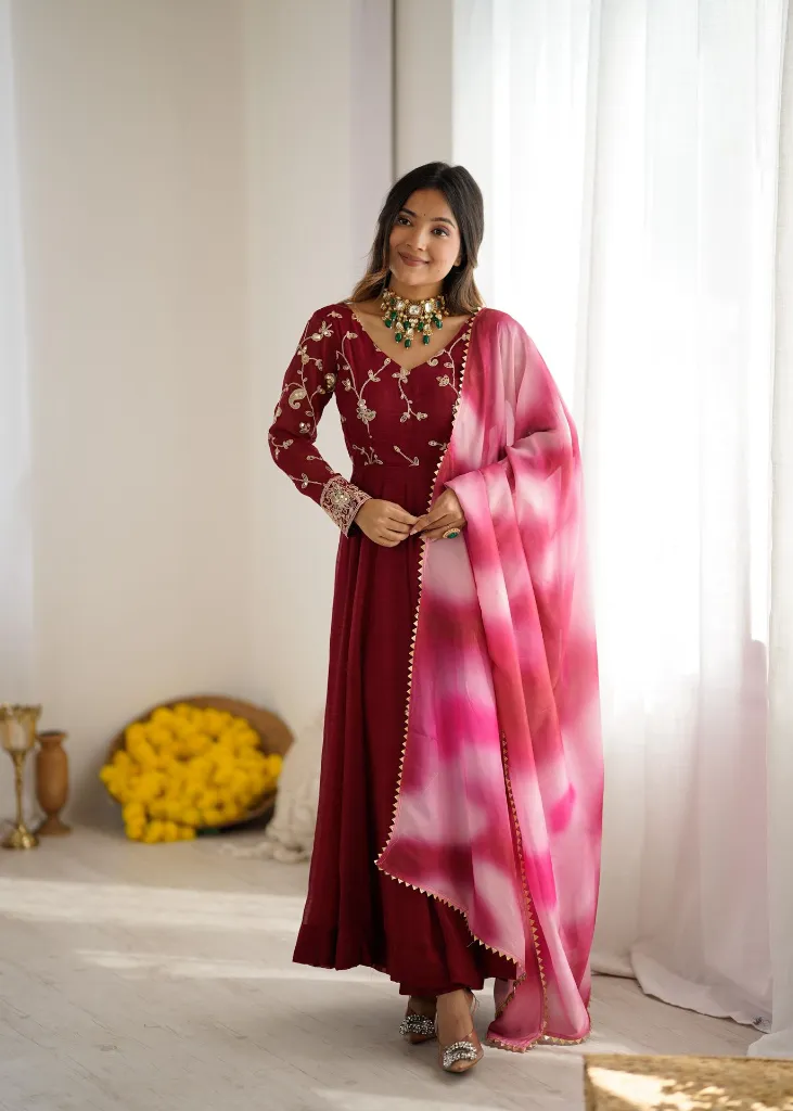 Crunchy-Silk-Sequin-Embroidered-Gown-Palazzo-Digitally-Printed-Chinon-Dupatta-Set-Maroon7.webp