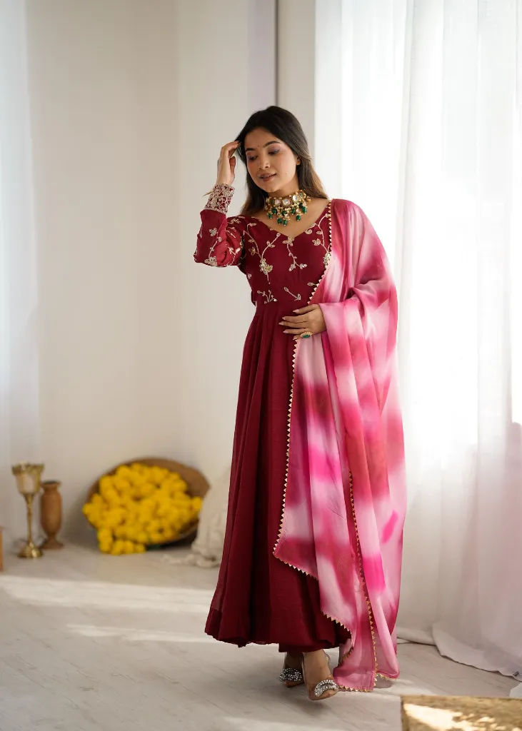 Crunchy-Silk-Sequin-Embroidered-Gown-Palazzo-Digitally-Printed-Chinon-Dupatta-Set-Maroon1.webp