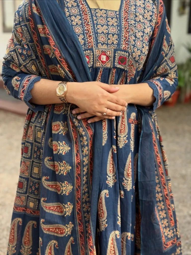 Jaipur-Pure-Cotton-60x60-Bagru-Print-A-Line-Kurta-Palazzo-Set-with-Original-Mirror-Work-Free-Modern-Gen-Z-Bracelet-Gift-blue3.webp