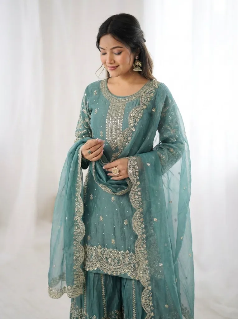 Premium-Fendy-Silk-Embroidered-Coding-and-Sequence-Work-Kurti,-Palazzo,-and-Lace-Border-Dupatta-3-Piece-Suit-Set-Peacock5.webp