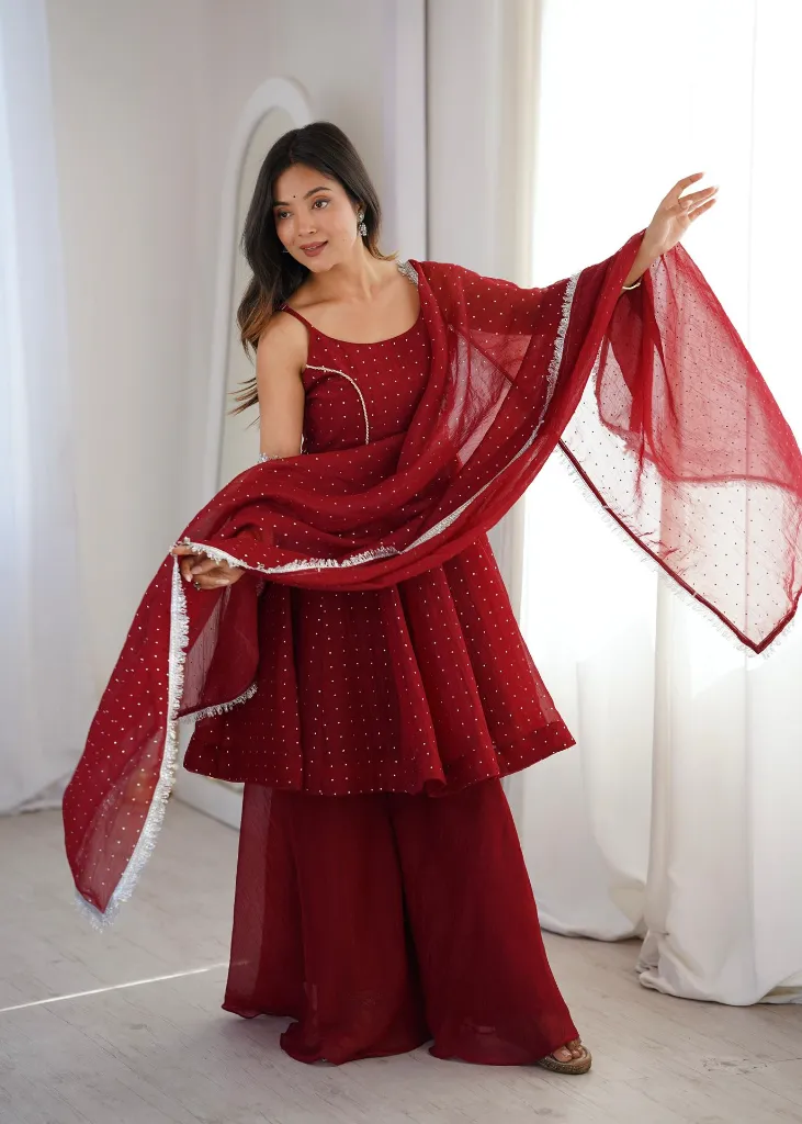 Premium-Crunchy-Silk-Short-Kurti-with-Zarkhand-Work,-Full-Flair-Sharara-Palazzo,-and-Matching-Lace-Border-Dupatta-3-Piece-Festive-Luxury-Suit-Set-Red4.webp