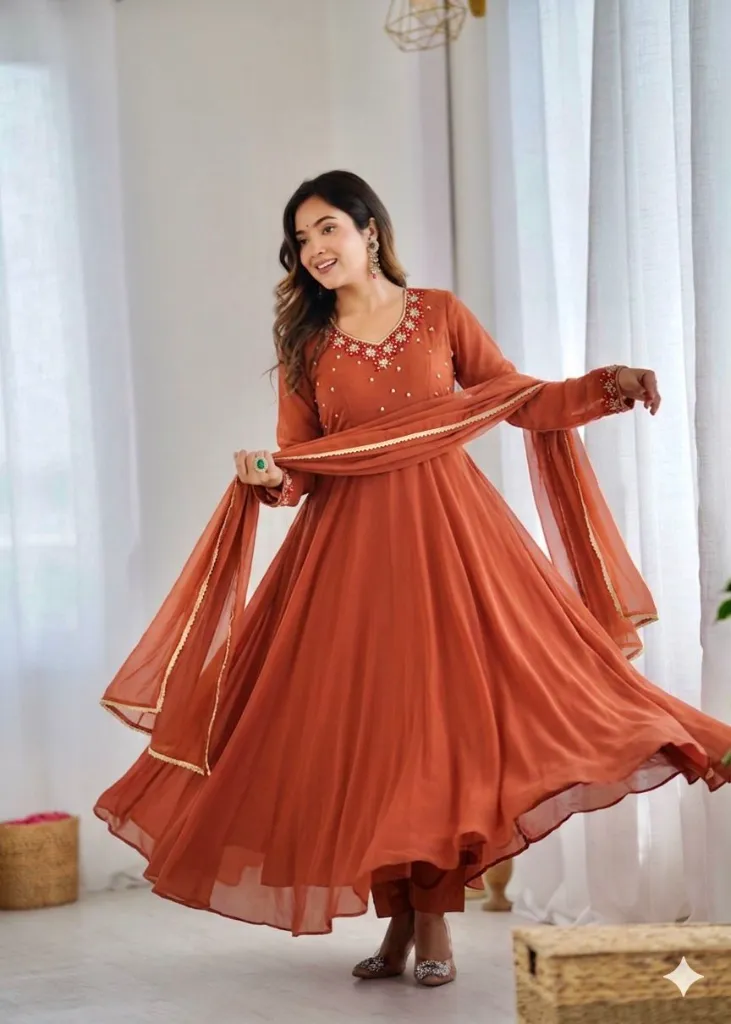 Premium-Fox-Georgette-Gown-with-Handwork-Neck-&-Sleeves,-American-Crepe-Pants,-and-Gota-Patti-Lampi-Lace-Dupatta-3-Piece-Luxury-Festive-Set5.webp