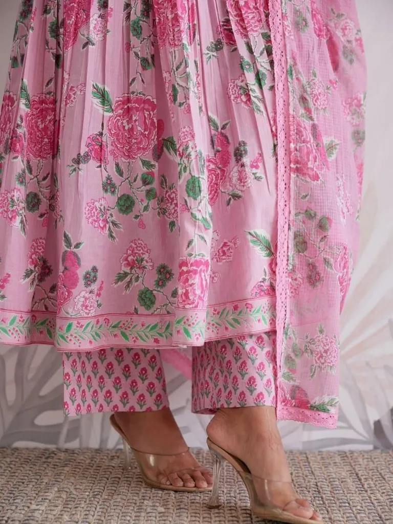 Premium-Pure-Taj-Jaipuri-Cotton-6060-Handwork-Anarkali-Kurti,-Tailored-Trousers,-and-Lightweight-Floral-Dupatta-3-Piece-Luxury-Summer-Suit-Set-Pink7.webp