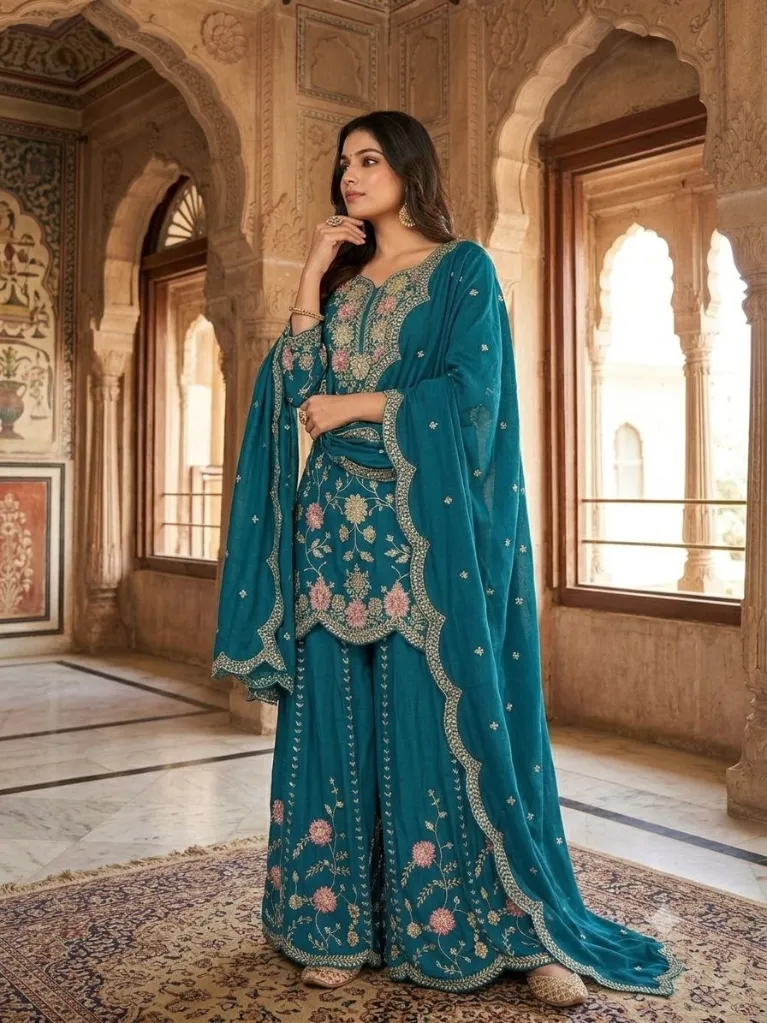 Pure-Chinon-Silk-Sequence-&-Thread-Embroidered-Kurti-&-Flared-Palazzo-Suit-Set3.webp