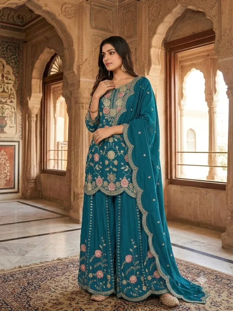 Pure-Chinon-Silk-Sequence-&-Thread-Embroidered-Kurti-&-Flared-Palazzo-Suit-Set2.webp